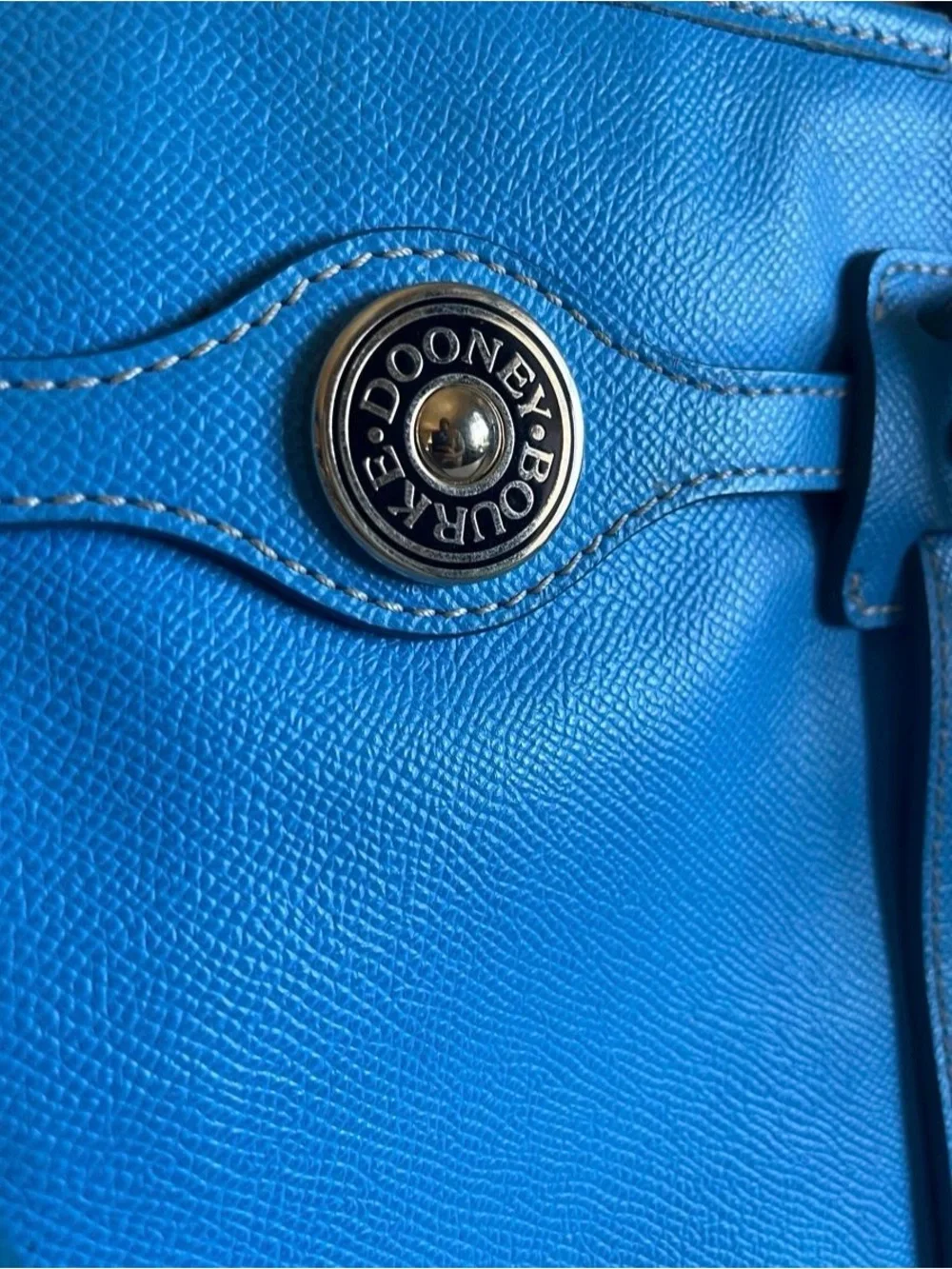 Dooney & Bourke Turquoise Leather Tote with Logo Medallion